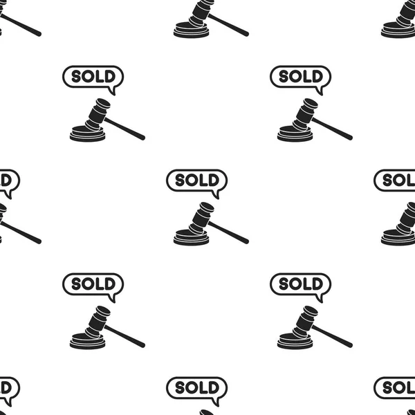 Icono de martillo de subasta en estilo negro aislado sobre fondo blanco. Comercio electrónico patrón stock vector ilustración . — Vector de stock
