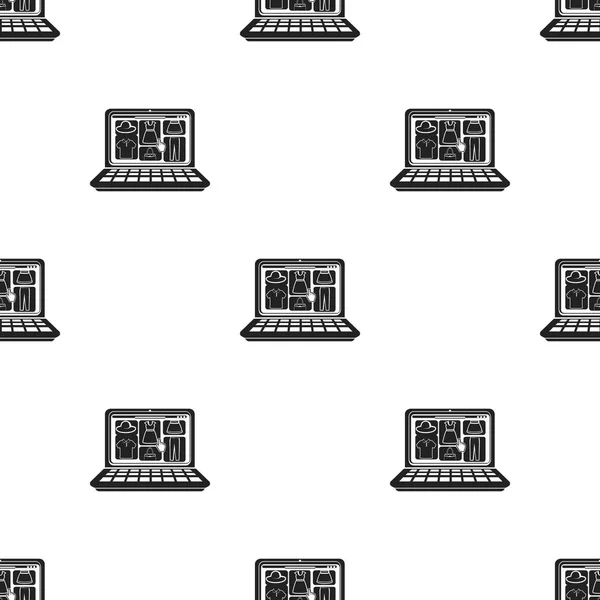 Online shopping ikonen i svart stil isolerad på vit bakgrund. E-handel mönster lager vektorillustration. — Stock vektor