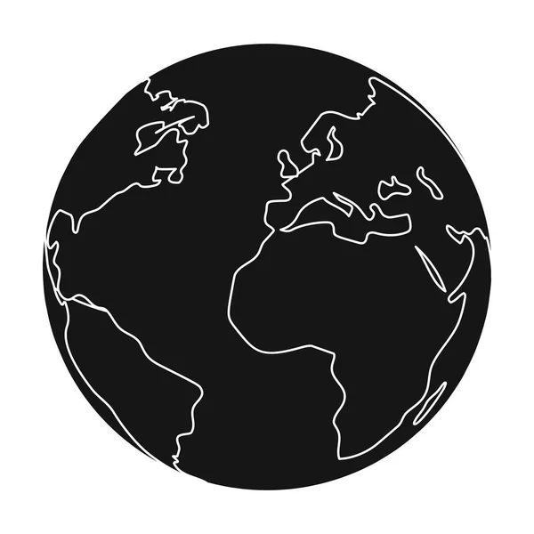 地球アイコンを白い背景に分離された黒のスタイル。バイオ ・ エコロジーのシンボル株式ベクトル図. — ストックベクタ