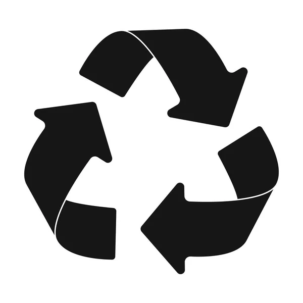 Groen recycling teken pictogram in zwarte stijl geïsoleerd op een witte achtergrond. Bio en ecologie symbool voorraad vectorillustratie. — Stockvector