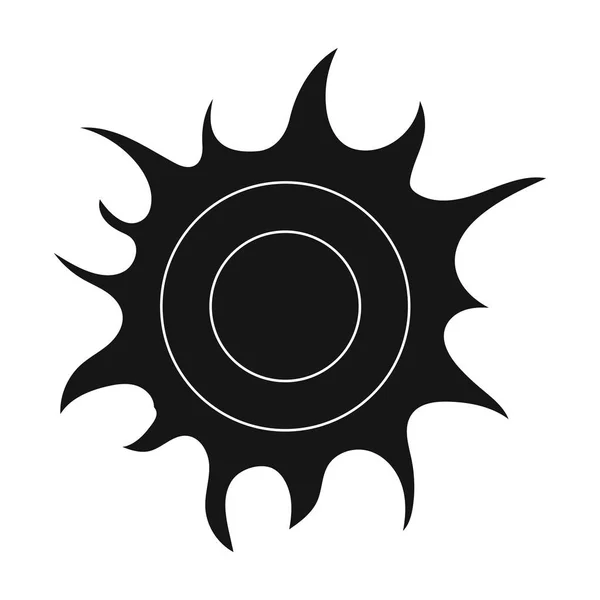 Icona del sole in stile nero isolata su sfondo bianco. Illustrazione vettoriale stock simbolo bio ed ecologia . — Vettoriale Stock