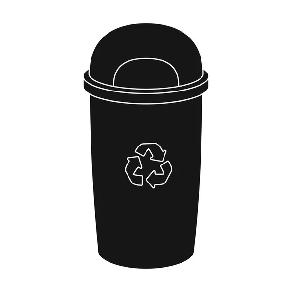 Recycle garbage can icon in black style isolated on white background. Bio and ecology symbol stock vector illustration. — Stock Vector