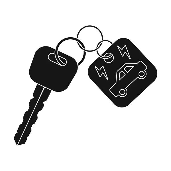 Nyckel från eco bil ikonen i svart stil isolerad på vit bakgrund. Bio och ekologi symbol lager vektorillustration. — Stock vektor