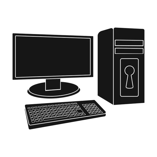 Icono de ordenador bloqueado en estilo negro aislado sobre fondo blanco. Hackers y piratería símbolo stock vector ilustración . — Vector de stock