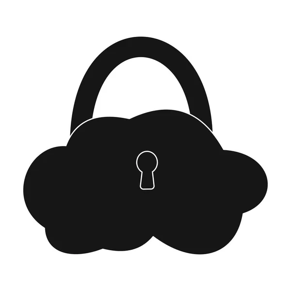 Data cloud security icon in black style isolated on white background. Hackers and hacking symbol stock vector illustration. — Stock Vector