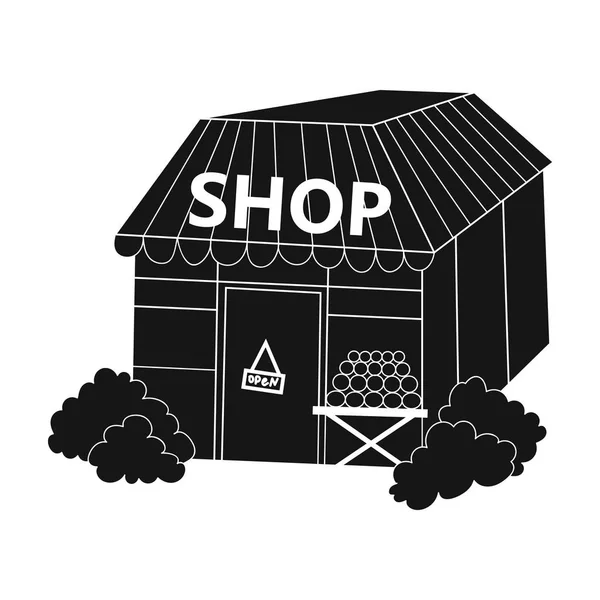 Het pictogram van de supermarkt in zwarte stijl geïsoleerd op een witte achtergrond. Supermarkt symbool voorraad vectorillustratie. — Stockvector