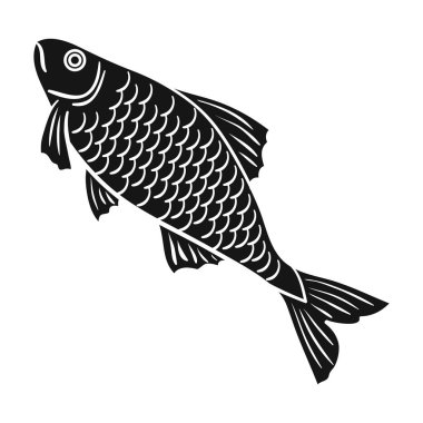 Balık simge siyah stil beyaz arka plan üzerinde izole içinde. Balık tutma sembol stok vektör çizim.