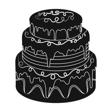 Siyah stil beyaz arka plan üzerinde izole mavi şemse kek simgesini. Kek sembol stok vektör çizim.