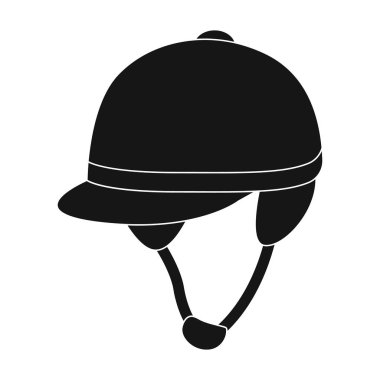 Jockeys kask simge siyah stil beyaz arka plan üzerinde izole içinde. Hipodrom ve atın sembolü hisse senedi vektör çizim.