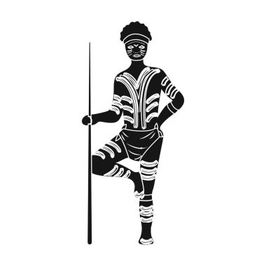 Astralian Aborjin simge siyah stil beyaz arka plan üzerinde izole içinde. Avustralya sembol stok vektör çizim.