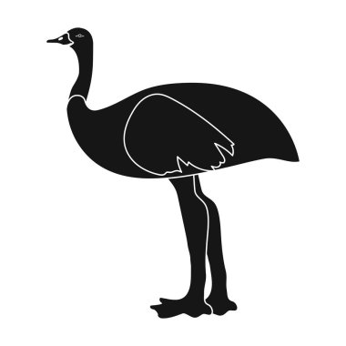 EMU simge siyah stil beyaz arka plan üzerinde izole içinde. Avustralya sembol stok vektör çizim.