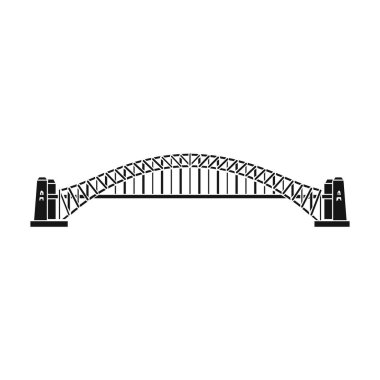 Sydney Harbour Bridge simge siyah stil beyaz arka plan üzerinde izole içinde. Avustralya sembol stok vektör çizim.