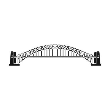 Sydney Harbour Bridge icon in black style isolated on white background. Australia symbol stock vector illustration. clipart