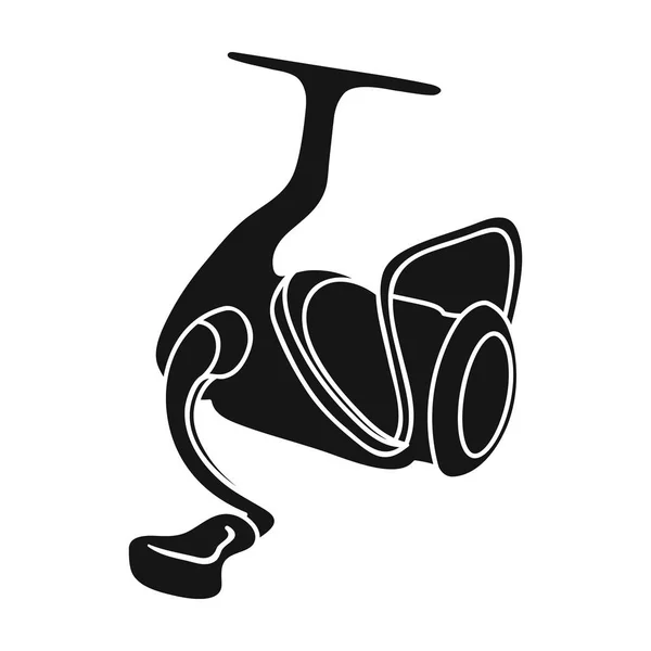Ícone de carretel de pesca em estilo preto isolado no fundo branco. Símbolo de pesca ilustração vetorial . —  Vetores de Stock