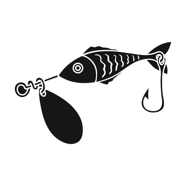 钓鱼诱饵图标在孤立的白色背景上的黑色风格。钓鱼象征股票矢量图. — 图库矢量图片