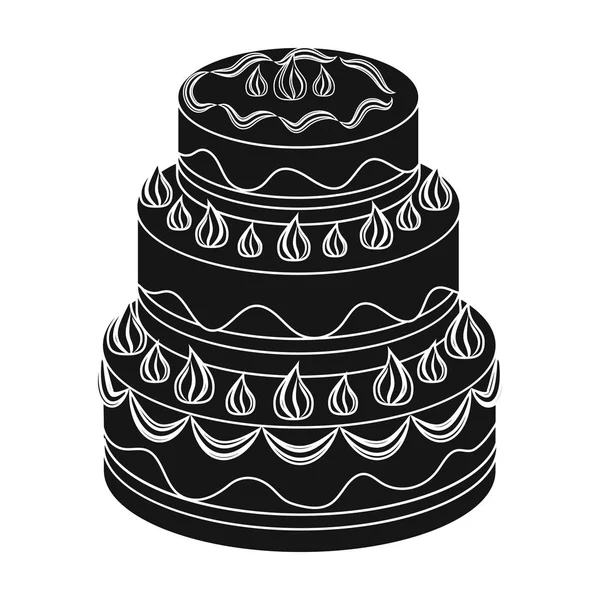 Красный трехслойный иконка торт в черном стиле изолированы на белом фоне. Векторная иллюстрация символов тортов . — стоковый вектор