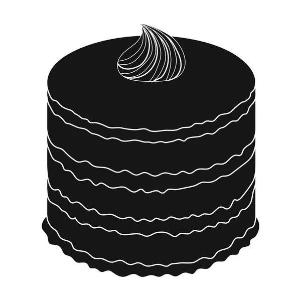 Lila tårta ikonen i svart stil isolerad på vit bakgrund. Kakor symbol lager vektorillustration. — Stock vektor