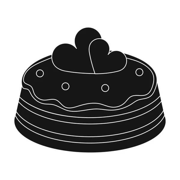 Pastel con corazón icono en estilo negro aislado sobre fondo blanco. Pasteles símbolo stock vector ilustración . — Archivo Imágenes Vectoriales