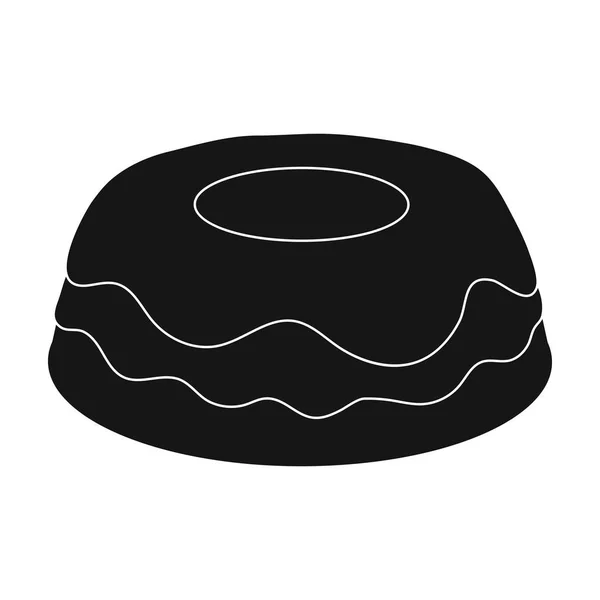 Ikon kue dengan gaya hitam terisolasi pada latar belakang putih. Ilustrasi stok simbol kue . - Stok Vektor