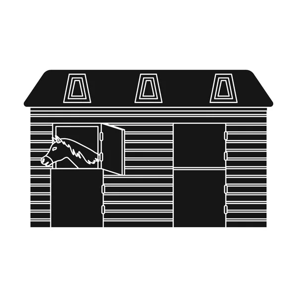 Icône écurie en style noir isolé sur fond blanc. Illustration vectorielle de l'hippodrome et du symbole de cheval . — Image vectorielle