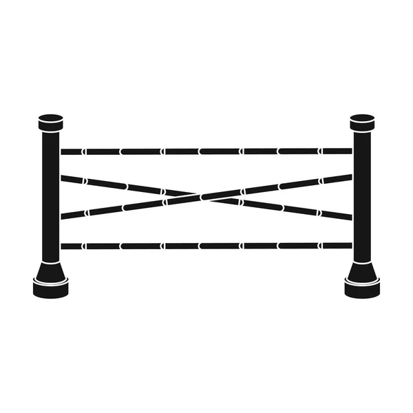 Icono de barrera ecuestre en estilo negro aislado sobre fondo blanco. Hipódromo y caballo símbolo stock vector ilustración . — Vector de stock