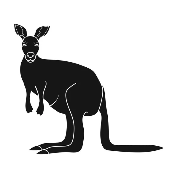 Icono de canguro en estilo negro aislado sobre fondo blanco. Australia símbolo stock vector ilustración . — Archivo Imágenes Vectoriales