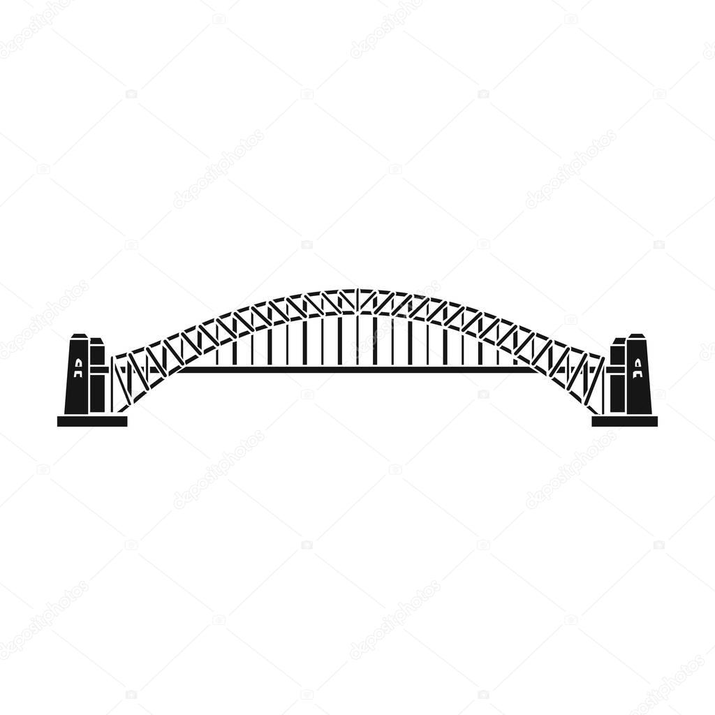Sydney Harbour Bridge icon in black style isolated on white background. Australia symbol stock vector illustration.
