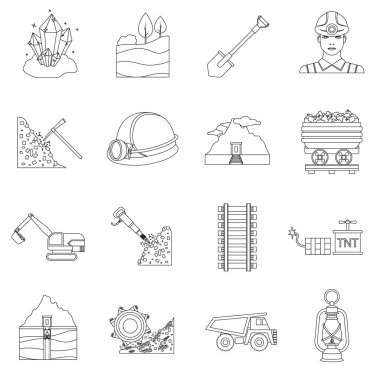 Benim set simgeleri anahat stilinde. Benim büyük koleksiyonu illüstrasyon simge vektör.