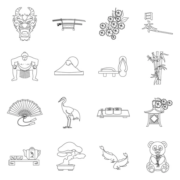 Japão definir ícones em estilo esboço. Grande coleção de Japão símbolo de ilustração vetorial . — Vetor de Stock