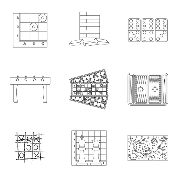 Los juegos de mesa establecen iconos en estilo de esquema. Gran colección de juegos de mesa vector símbolo de ilustración . — Vector de stock