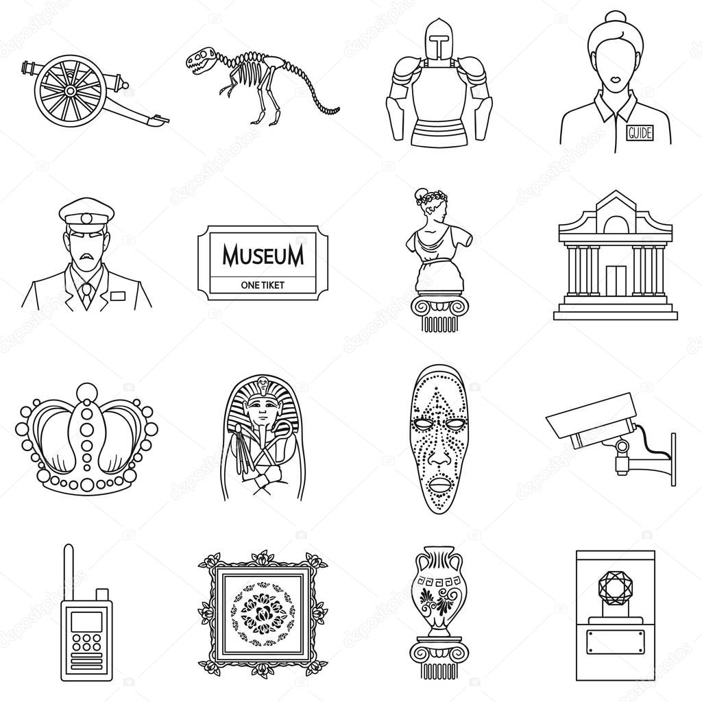 Museum set icons in outline style. Big collection of museum vector symbol stock illustration