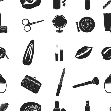 Siyah tarzı desen simgeleri oluşturur. Büyük vektör simge stok illüstrasyon makyaj koleksiyonu .