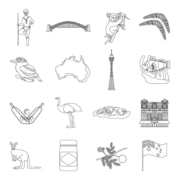 Australia set icons in outline style. Big collection of Australia vector symbol stock illustration — Stock Vector
