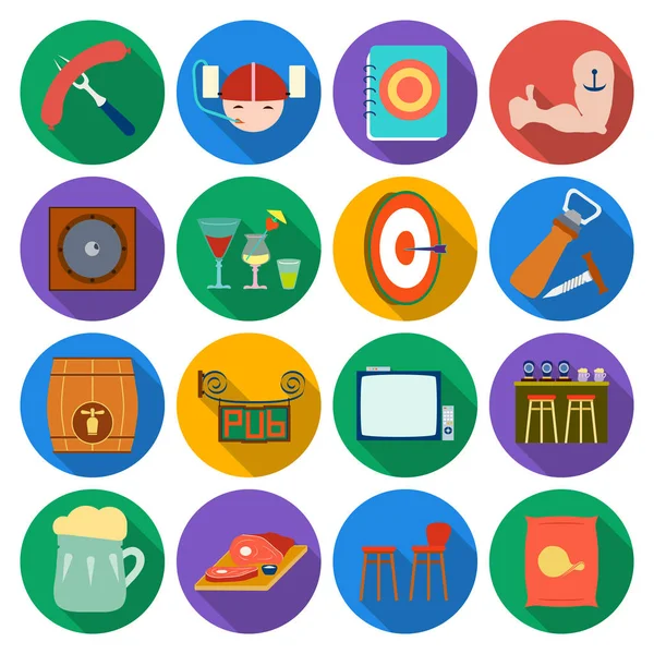 Pub set icons in flat style. Big collection of pub vector symbol stock illustration — Stock Vector