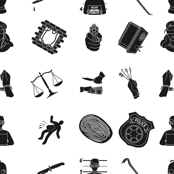 Ícones de padrão de crime em estilo preto. Grande coleção de crime vetor símbolo estoque ilustração — Vetor de Stock