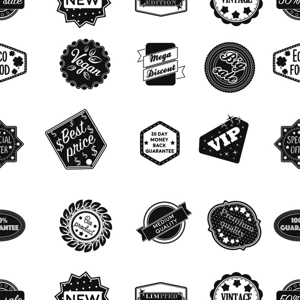 De pictogrammen van de patroon van het etiket in zwarte stijl. Grote verzameling van label vector symbool stock illustratie — Stockvector