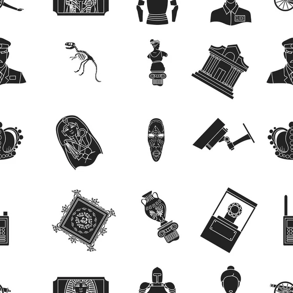 Icônes de modèle de musée dans le style noir. Grande collection de musée vectoriel symbole illustration stock — Image vectorielle