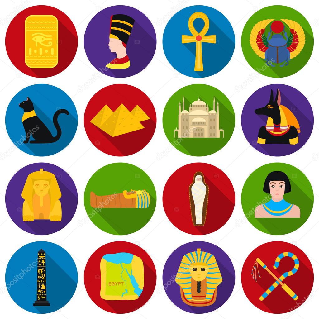 Ancient Egypt set icons in flat style. Big collection of ancient Egypt vector symbol stock illustration