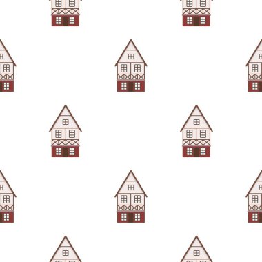 Beyaz arka plan üzerinde izole karikatür tarzı Bavyera ev simgesini. Oktoberfest desen hisse senedi vektör çizim.