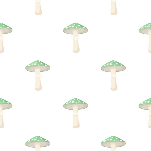 Green amanita icon in cartoon style isolated on white background. Mushroom pattern stock vector illustration. — Stock Vector