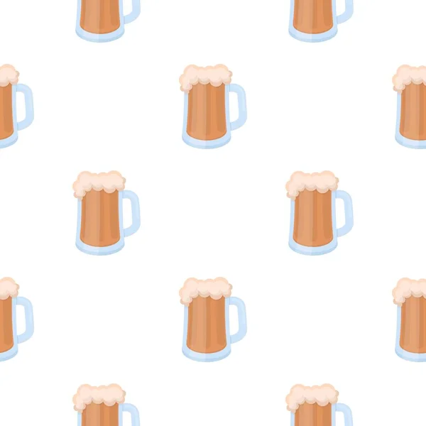 Icono de taza de cerveza en estilo de dibujos animados aislado sobre fondo blanco. Oktoberfest patrón stock vector ilustración . — Archivo Imágenes Vectoriales