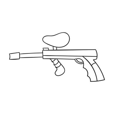 Paintball silah simgesi beyaz arka plan üzerinde izole anahat tarzı. Paintball sembol stok vektör çizim.