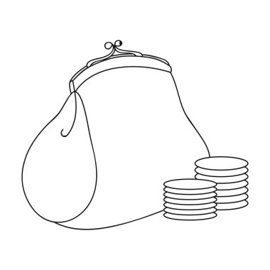 Cüzdanı para simgesi beyaz arka plan üzerinde izole anahat tarzı ile. Süpermarket sembol stok vektör çizim.