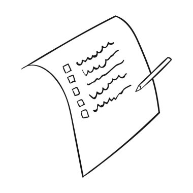 Beyaz arka plan üzerinde izole anahat tarzı alışveriş listesi simgesini. Süpermarket sembol stok vektör çizim.