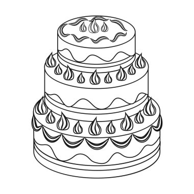 Beyaz arka plan üzerinde izole anahat stili simgesini kırmızı şemse kek. Kek sembol stok vektör çizim.