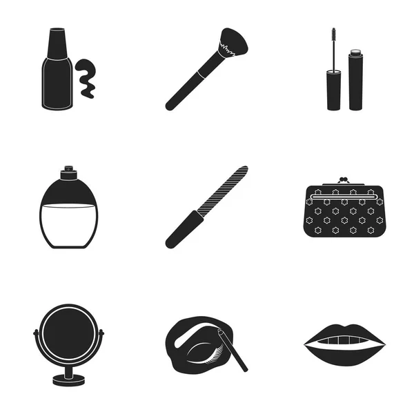 Make up set icons in black style. Big collection of make up vector symbol stock illustration — Stock Vector