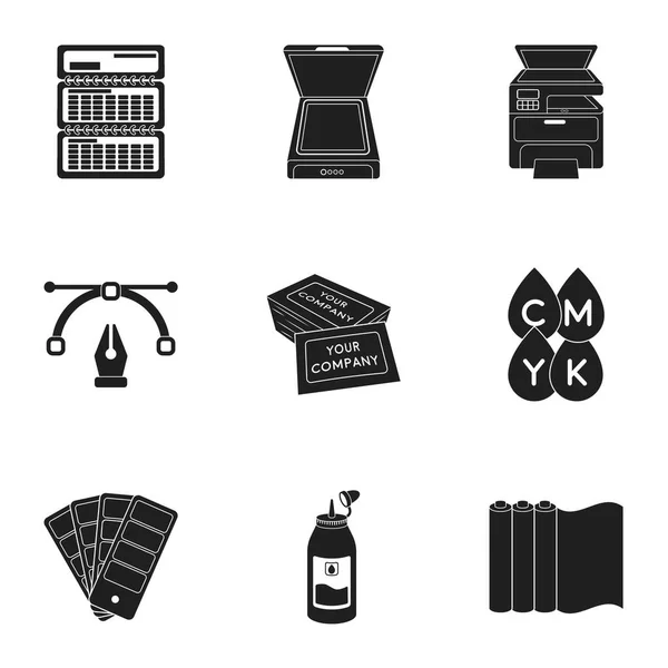 Tipografia definir ícones em estilo preto. Grande coleção de tipografia vetor símbolo estoque ilustração — Vetor de Stock