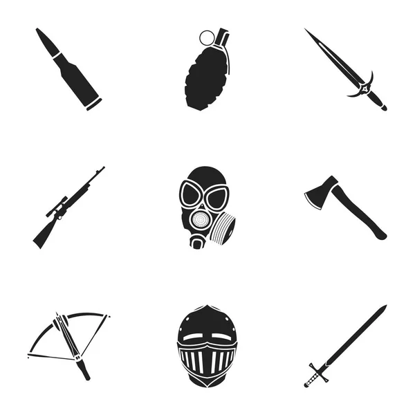 Arma definir ícones em estilo preto. Grande coleção de arma vetor símbolo estoque ilustração — Vetor de Stock