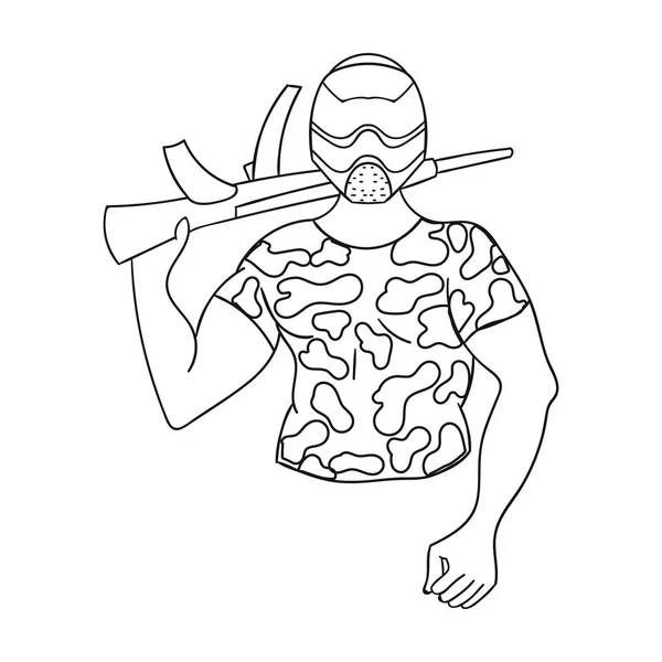 Ícone de jogador Paintball em estilo esboço isolado no fundo branco. Paintball símbolo estoque vetor ilustração . — Vetor de Stock