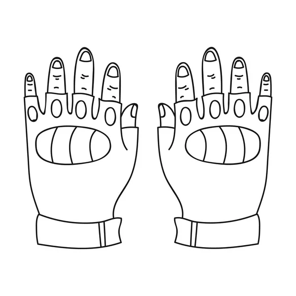 Icône de gants sans doigts dans le style de contour isolé sur fond blanc. Image vectorielle du symbole Paintball . — Image vectorielle